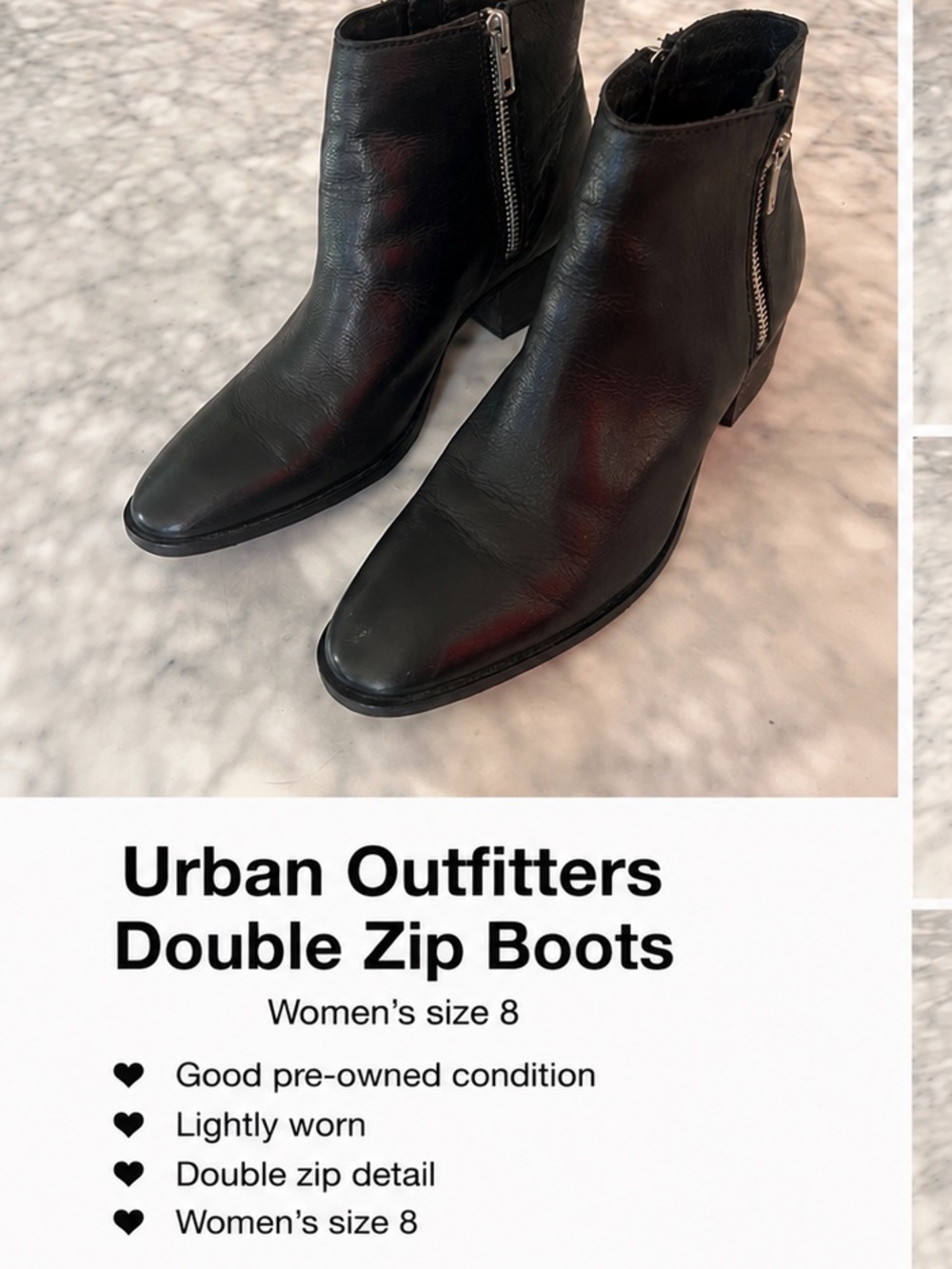 Urban Outfitters Black Leather Side-Zip Ankle Boots